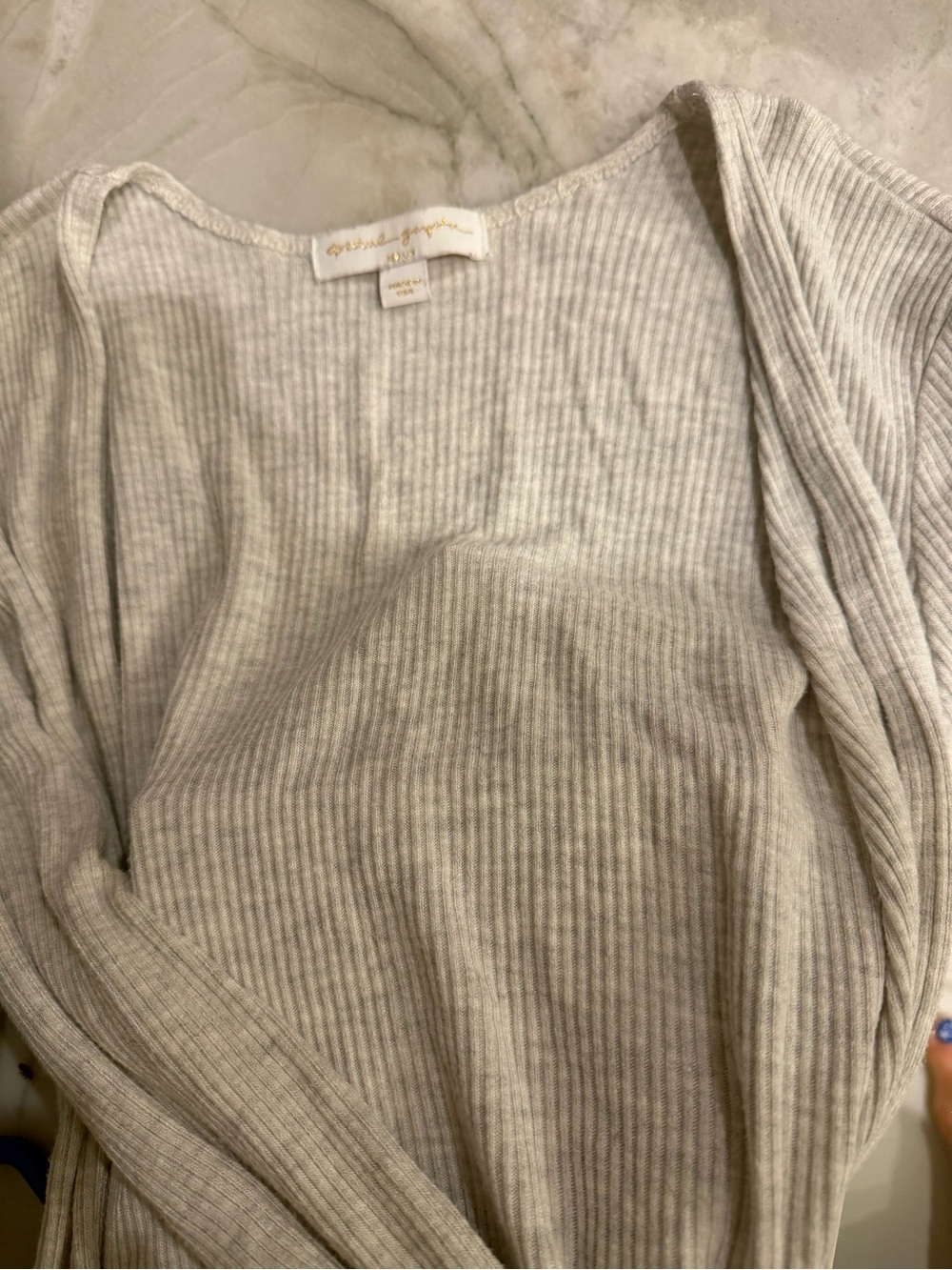 Spiritual Gangster Ribbed Scoop-Neck Tunic - Light Gray